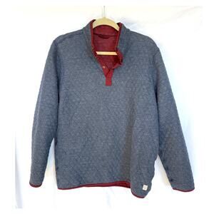 Marine Layer Corbet Quilted Reversible Pullover Sweater Blue Maroon, Medium